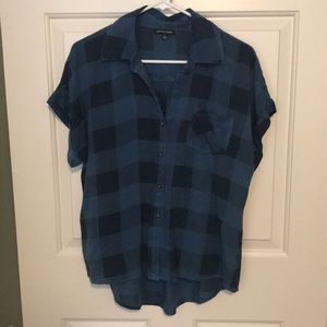 blue check top